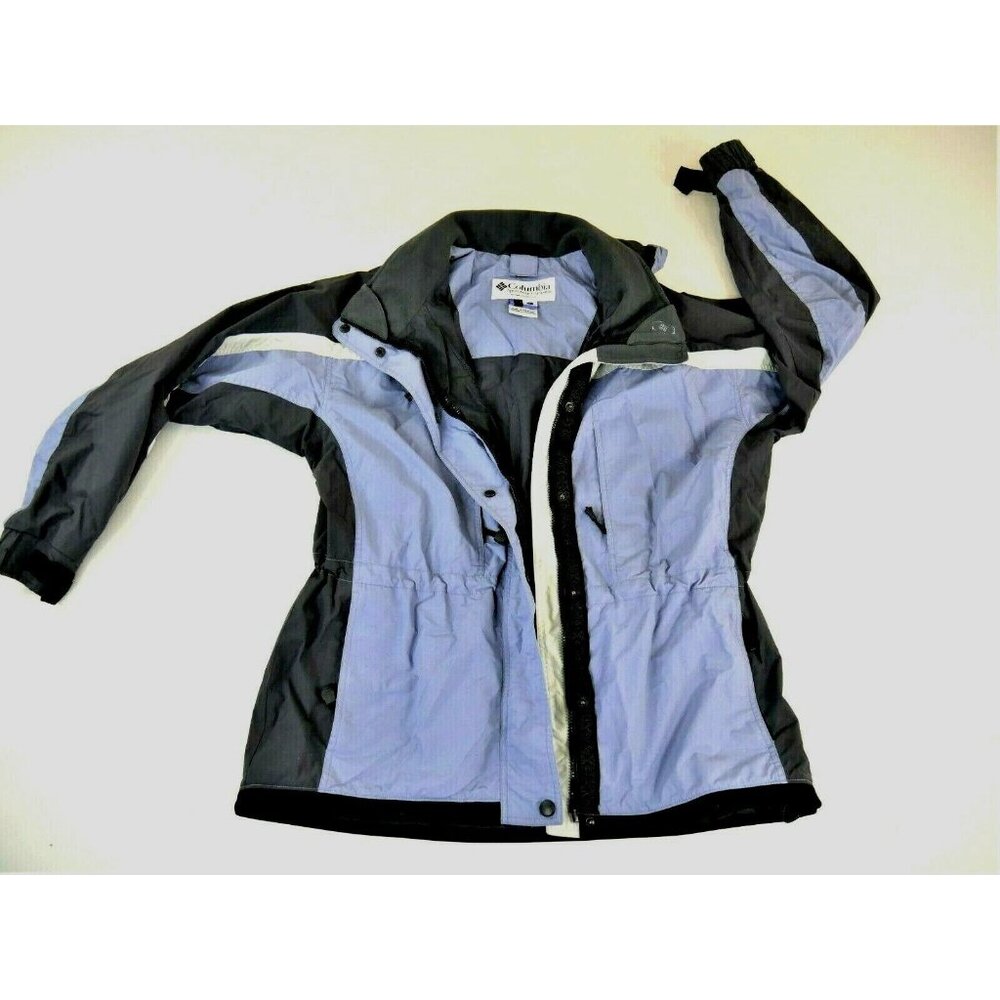 Columbia Blue Black Full Zip Winter Parka Core Jacket Coat Womens X Large